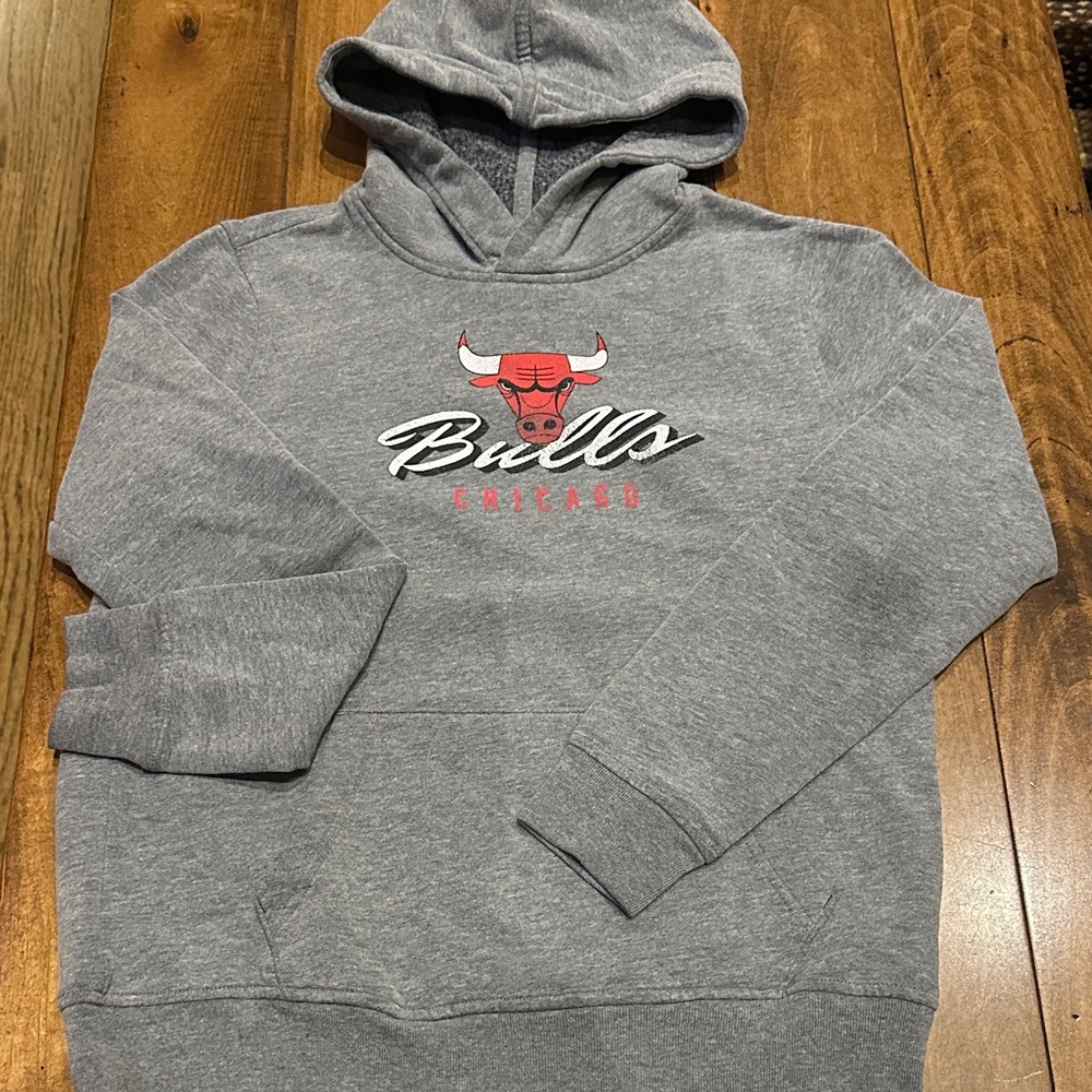 Abercrombie Kids Gray Hoodie with Red and Black Logo.  Used